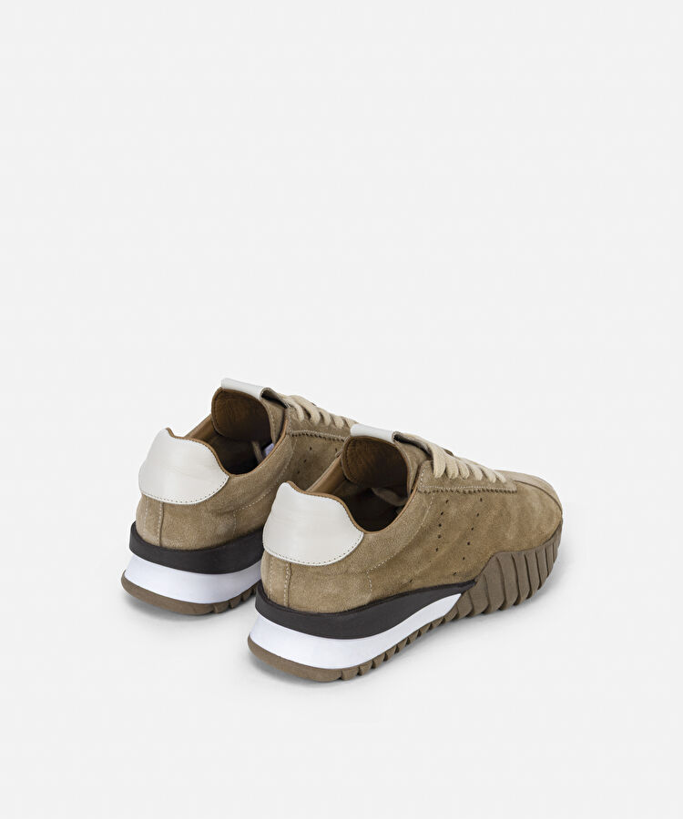 %100 deri colorblock sneaker - IW6250062002023 - Bej Sneaker