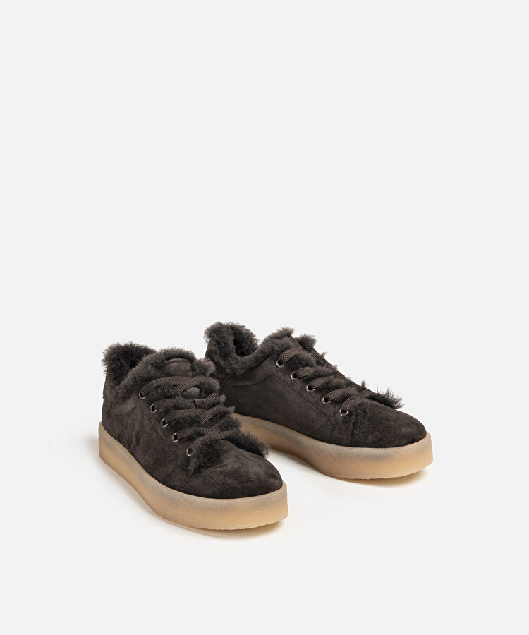 Yünlü deri sneaker - IW6250062010074 - Kahverengi Sneaker