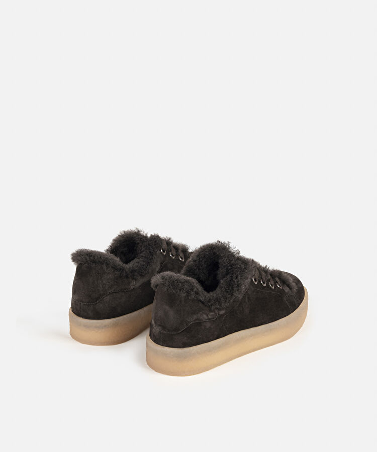 Yünlü deri sneaker - IW6250062010074 - Kahverengi Sneaker