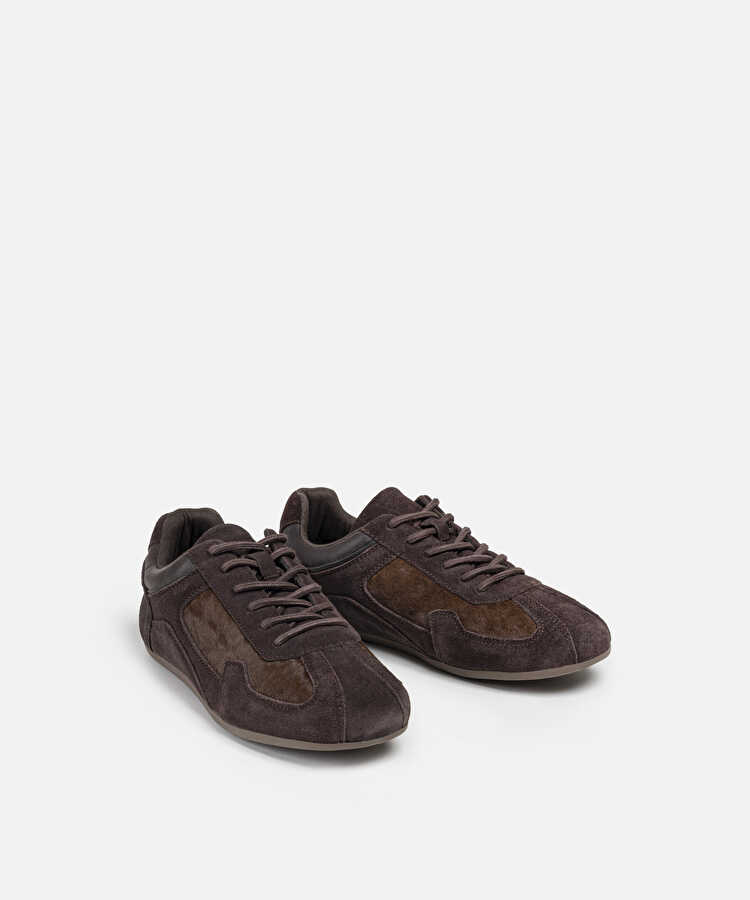 Deri ve tay tüyü sneaker - IW6250062011074 - Kahverengi Sneaker