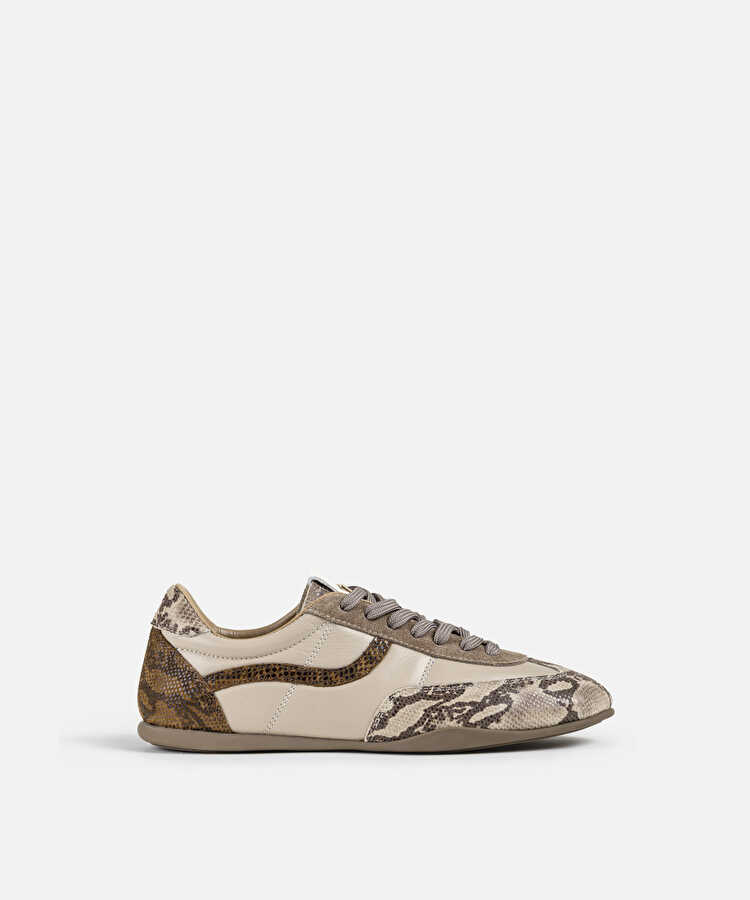 Desen mix deri sneaker - IW6250062012074 - Kahverengi Sneaker