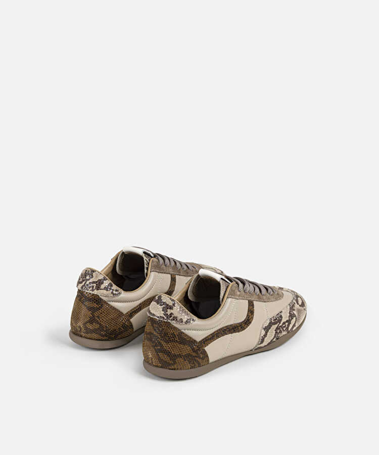 Desen mix deri sneaker - IW6250062012074 - Kahverengi Sneaker