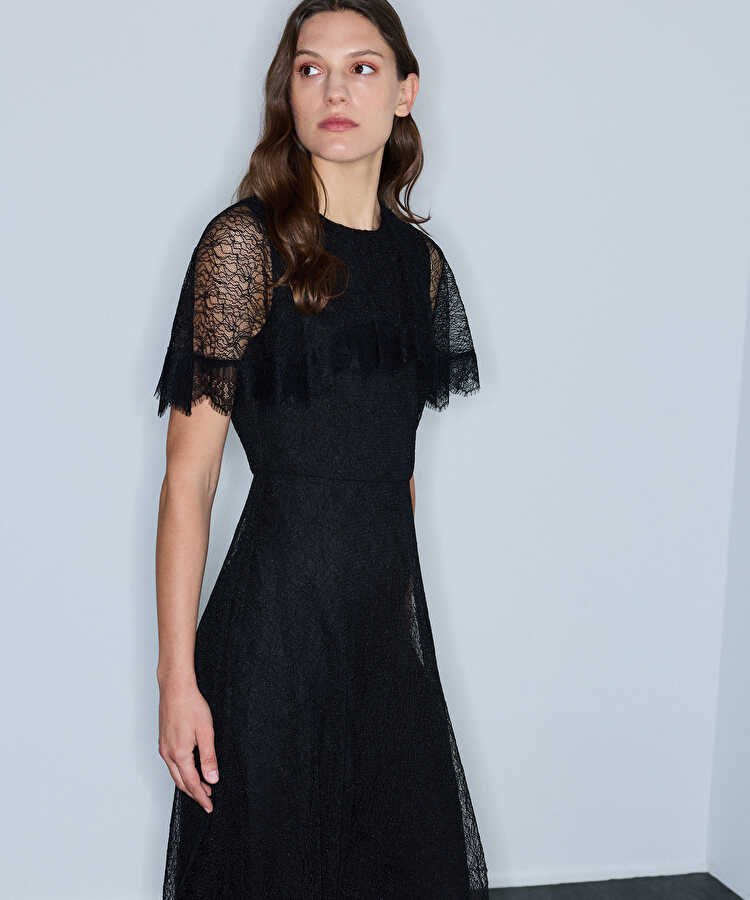 Dantel midi elbise - IW6260002149001 - Siyah Elbise