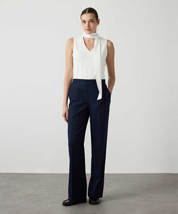 Cepli elastik bel pantolon - IW6260003107015 - Lacivert Pantolon