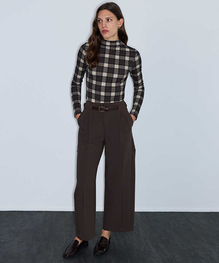 Kemerli barrel pantolon - IW6260003146074 - Kahverengi Pantolon