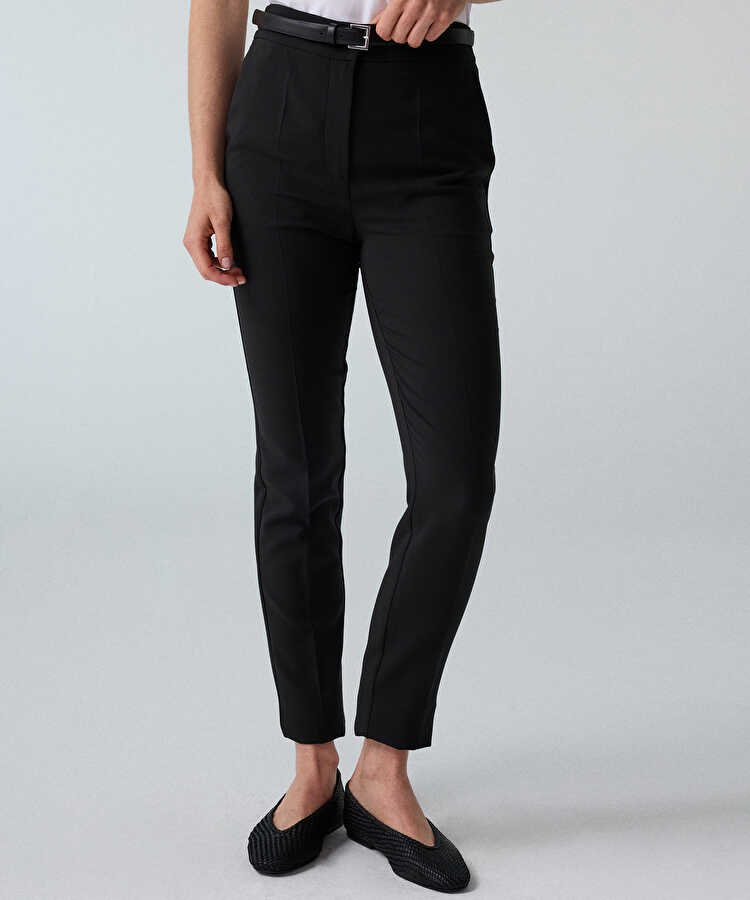 Elastik bel skinny fit pantolon - IW6260003153001 - Siyah Pantolon