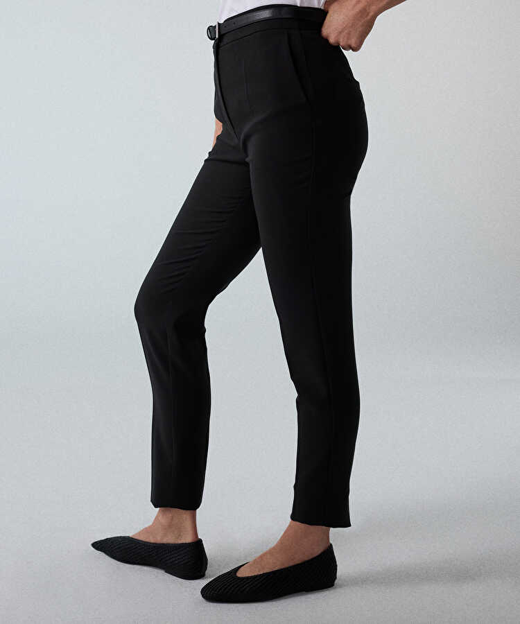 Elastik bel skinny fit pantolon - IW6260003153001 - Siyah Pantolon