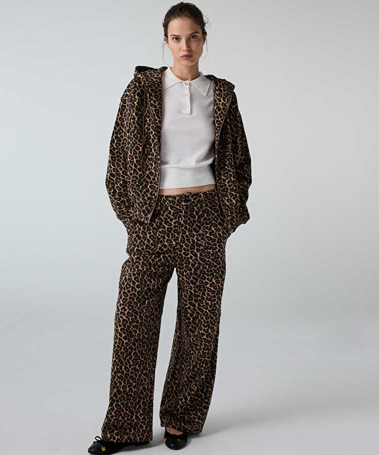 Leopar desen pantolon - IW6260003159074 - Kahverengi Pantolon
