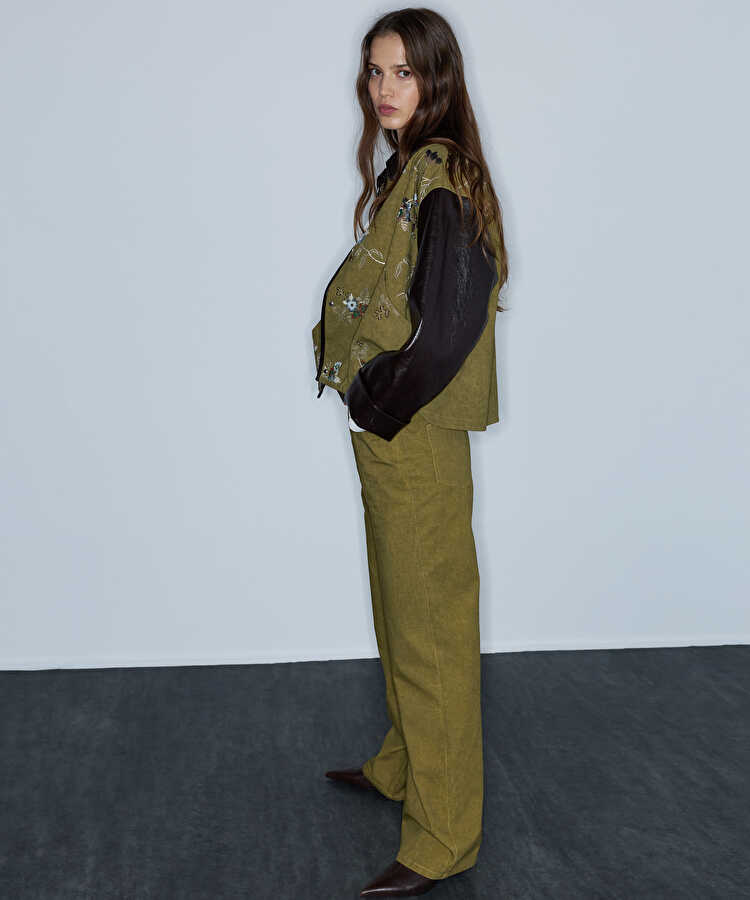 Non denim pantolon - IW6260003204022 - Haki Pantolon