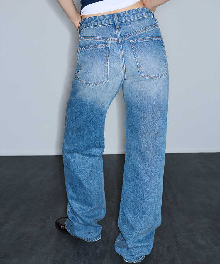 Wide leg jean pantolon  - IW6260018015629 - İndigo Jean Pantolon