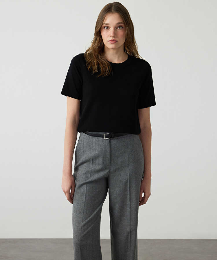 Bisiklet yaka basic triko - IW6260050104001 - Siyah Triko