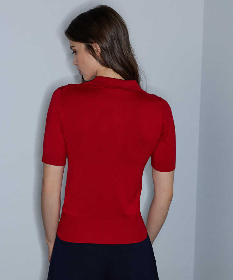 Polo yaka triko - IW6260050177034 - Kırmızı Triko