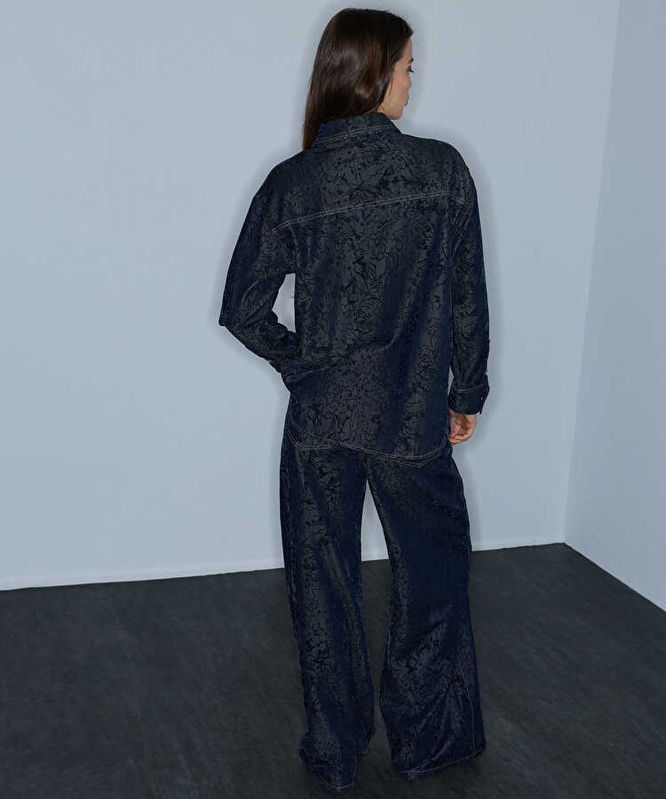Denim görünümlü gömlek ceket - IW6260148015AC7 - Koyu İndigo Gömlek Ceket
