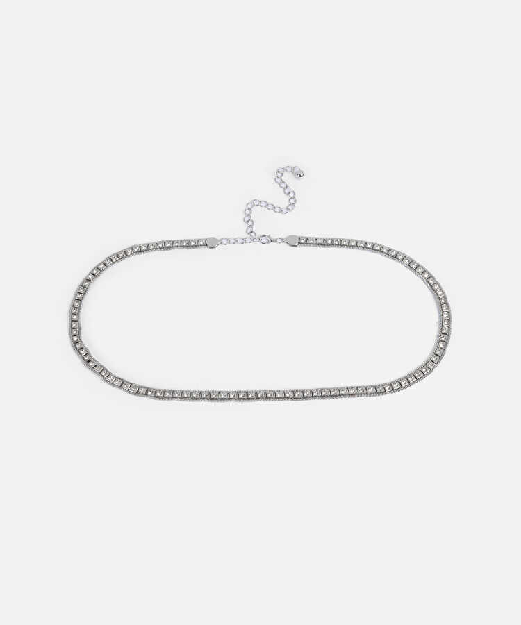 Strass taşlı metal kemer - IW6260053017122 - Gümüş Kemer