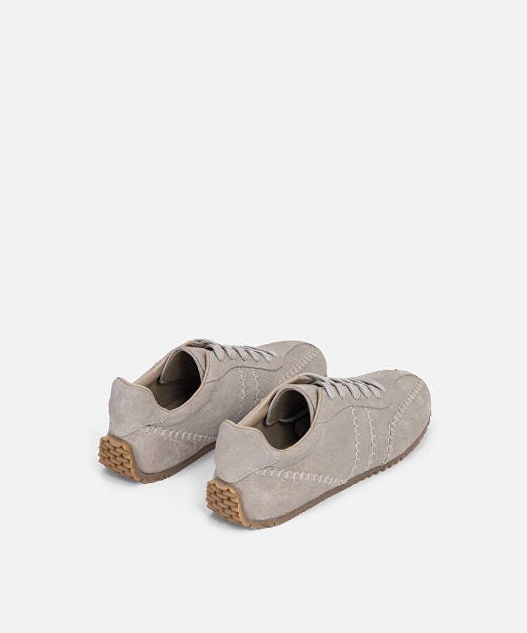 %100 deri süet üst dikişli sneaker - IW6260062005030 - Taş Sneaker