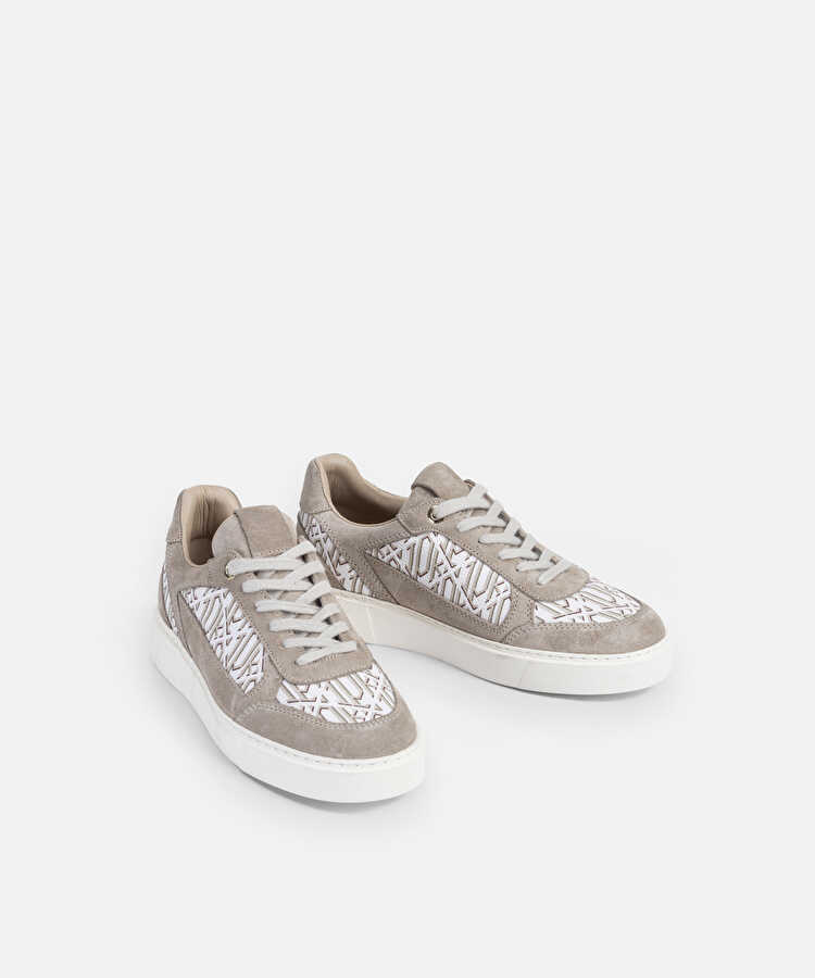 Monogram desen deri içerikli sneaker - IW6260062009023 - Bej Sneaker