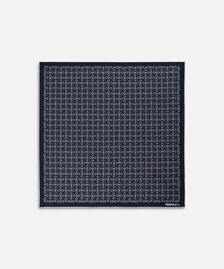 Desenli %100 ipek fular - IW6260065005015 - Lacivert Şal ve Fular