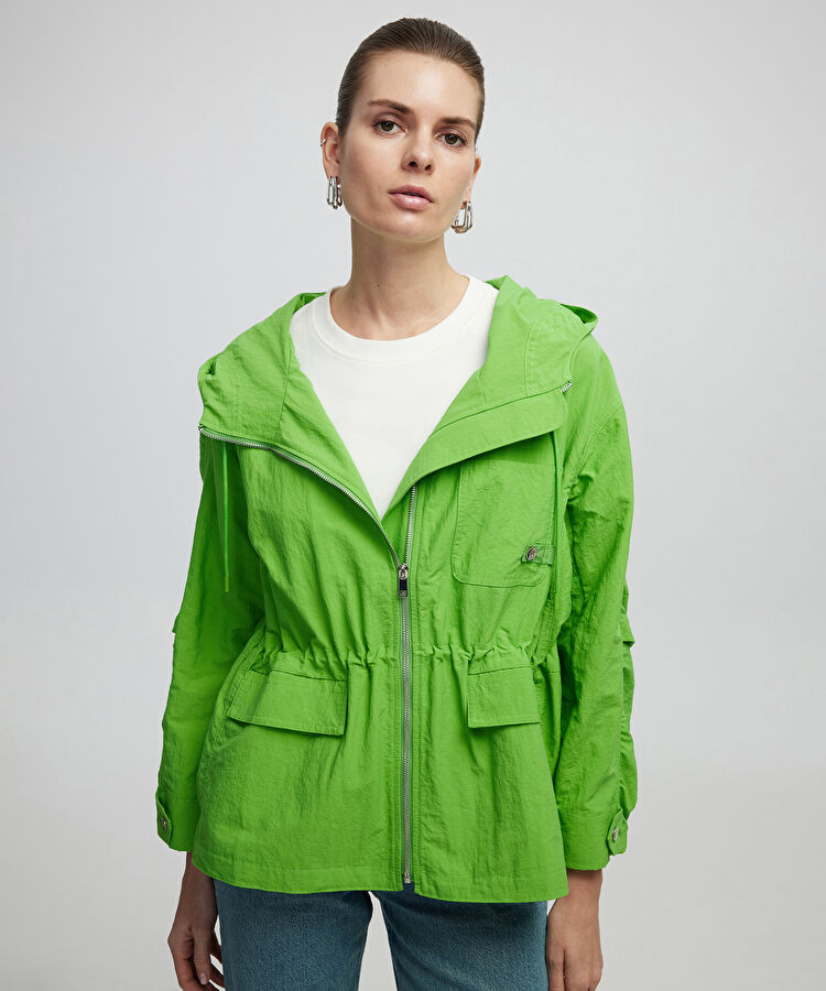 Yeşil Çok cepli astarsız mont IS1250012039070 | İpekyol