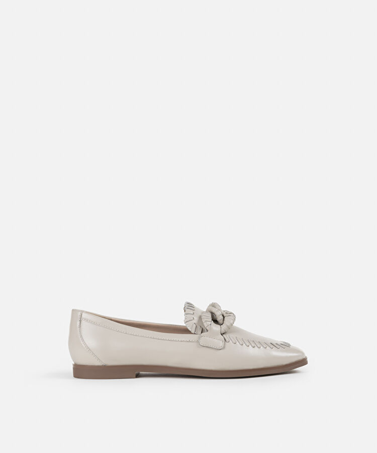 Zincir tokalı loafer - IS1250030025002 - Beyaz Düz Ayakkabı