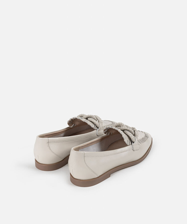 Zincir tokalı loafer - IS1250030025002 - Beyaz Düz Ayakkabı