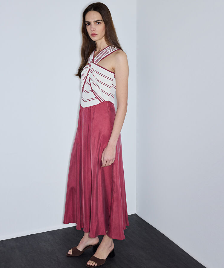 Colorblock halter yaka elbise - IS1260002290026 - Gülkurusu Elbise