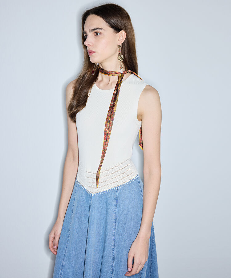 Denim ve triko mix elbise - IS1260002366CC2 - Açık İndigo Elbise