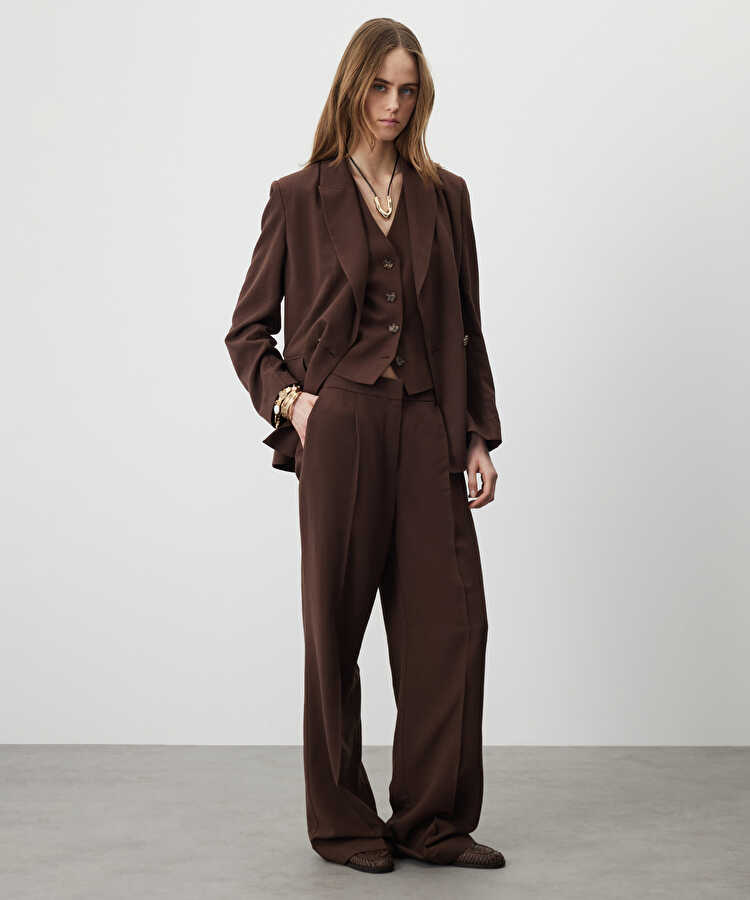 Wide leg fit cepli pantolon - IS1260003088074 - Kahverengi Pantolon