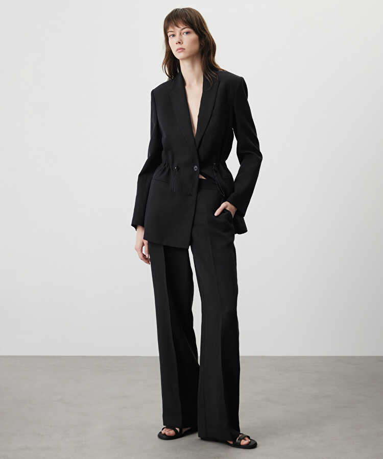 Cepli wide leg fit pantolon - IS1260003092001 - Siyah Pantolon