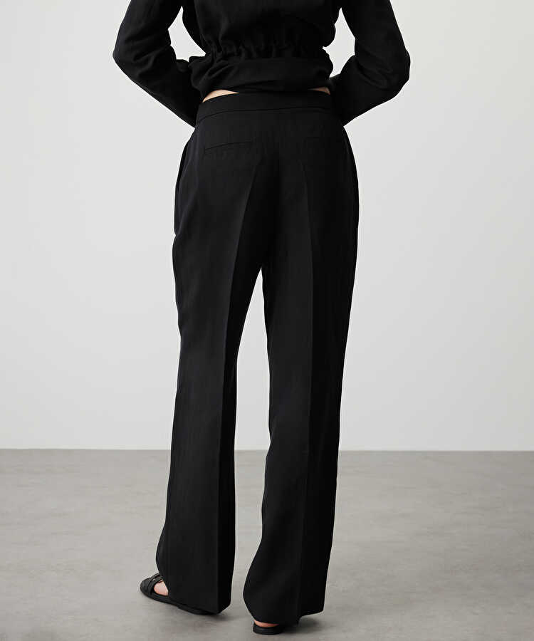 Cepli wide leg fit pantolon - IS1260003092001 - Siyah Pantolon