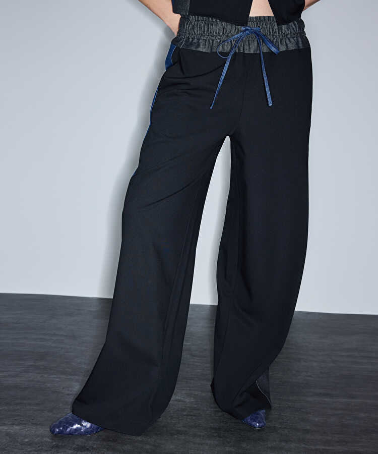 Kontrast bel colorblock pantolon - IS1260003149001 - Siyah Pantolon