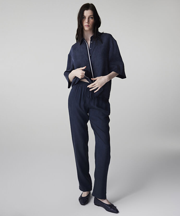 Belden bağlamalı carrot fit pantolon - IS1260003151015 - Lacivert Pantolon
