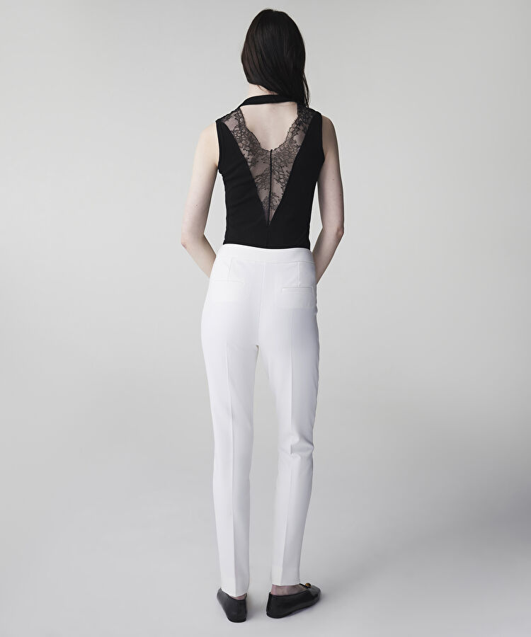 Metal aksesuarlı skinny fit pantolon - IS1260003166018 - Ekru Pantolon