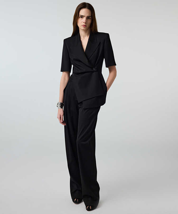 Cepli wide leg pantolon - IS1260003275001 - Siyah Pantolon
