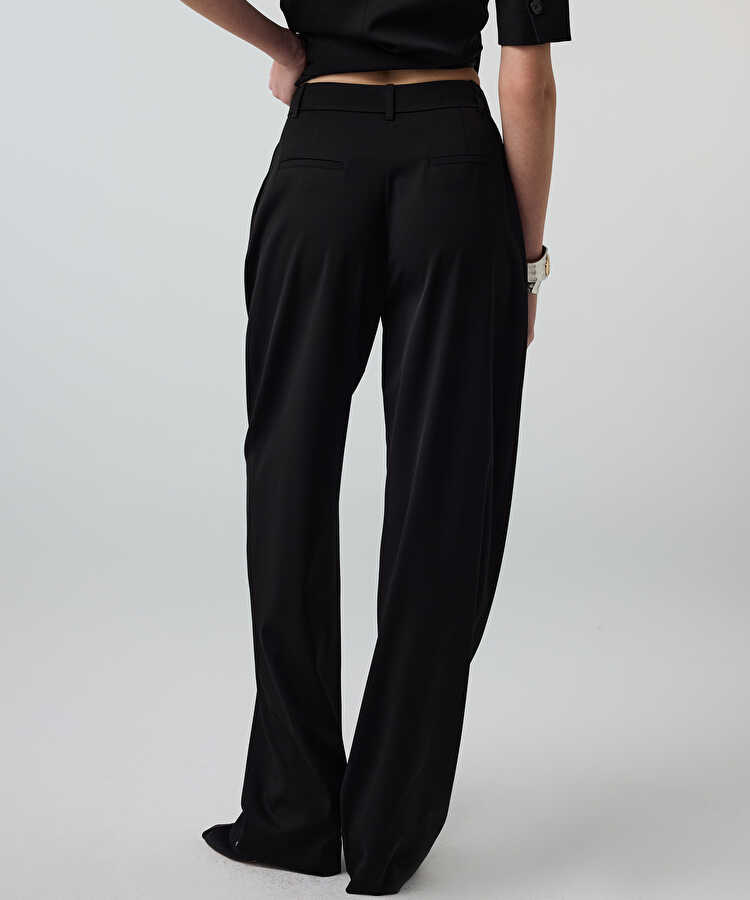 Cepli wide leg pantolon - IS1260003275001 - Siyah Pantolon