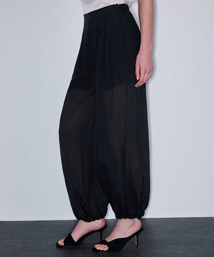 Elastik bel balon fit pantolon - IS1260003378001 - Siyah Pantolon
