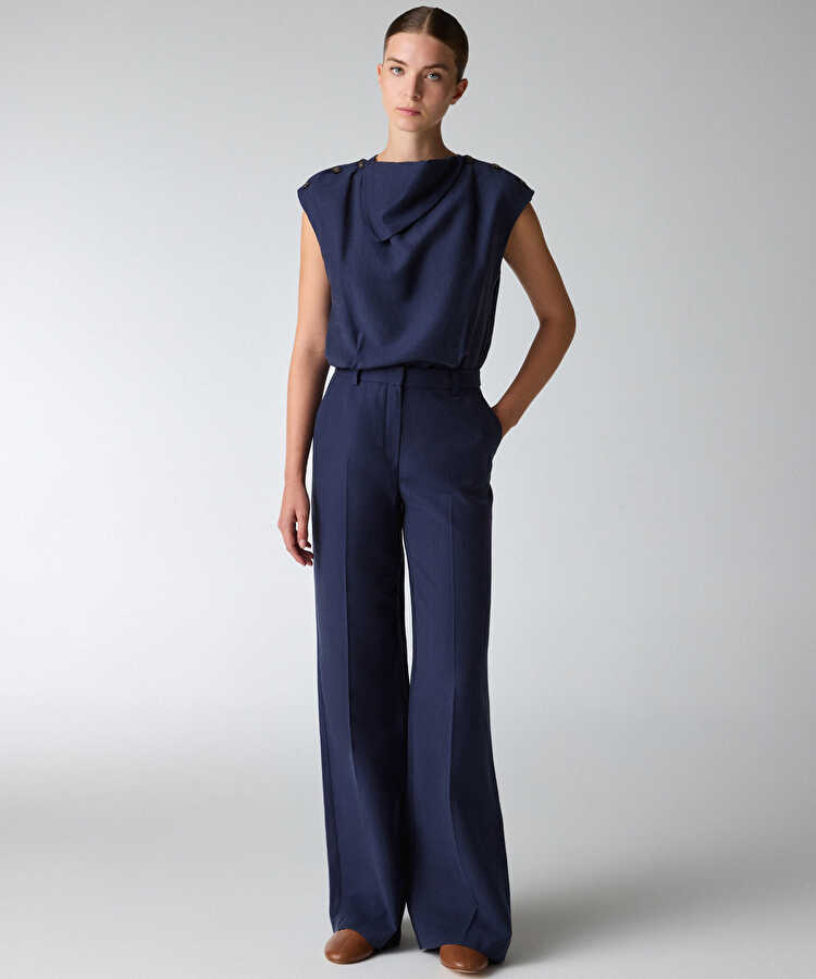 Wide leg pantolon - IS1260003412015 - Lacivert Pantolon
