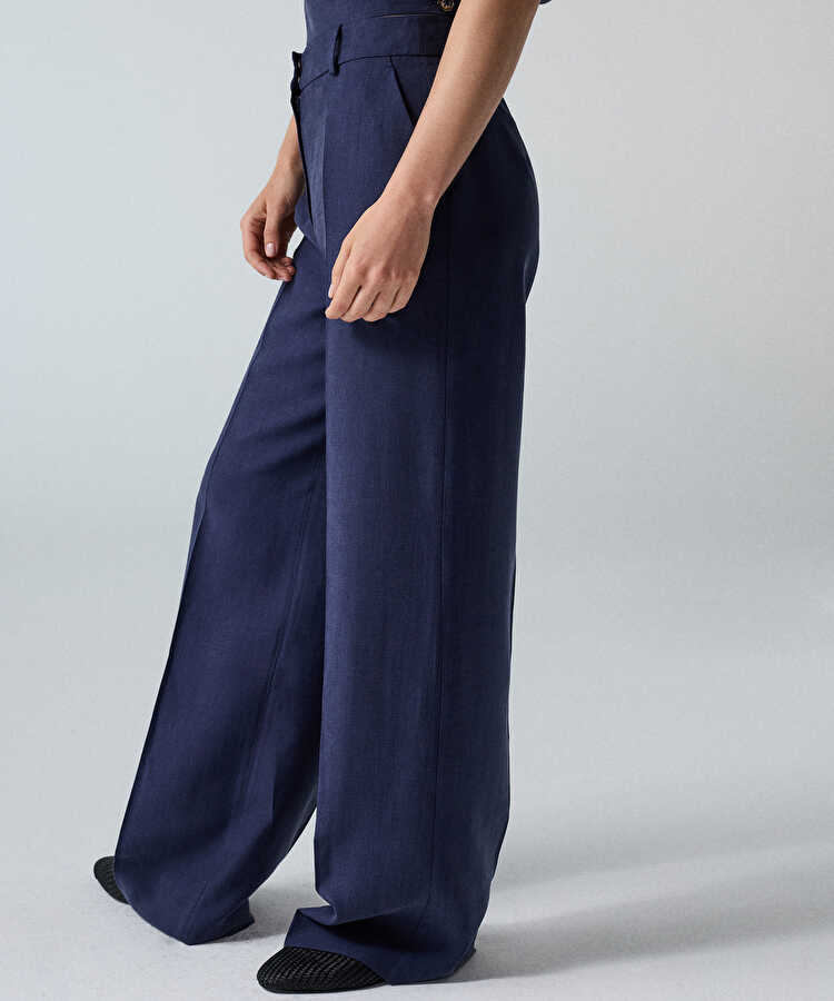 Wide leg pantolon - IS1260003412015 - Lacivert Pantolon