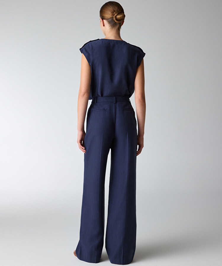 Wide leg pantolon - IS1260003412015 - Lacivert Pantolon