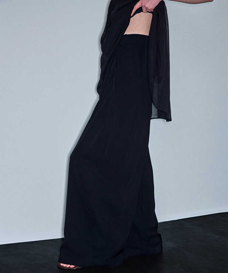 Geniş pileli wide leg pantolon - IS1260003430001 - Siyah Pantolon