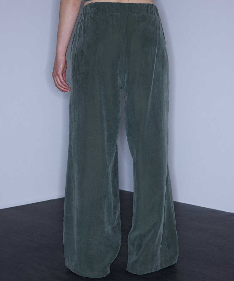 Belden bağlamalı wide leg pantolon - IS1260003434022 - Haki Pantolon