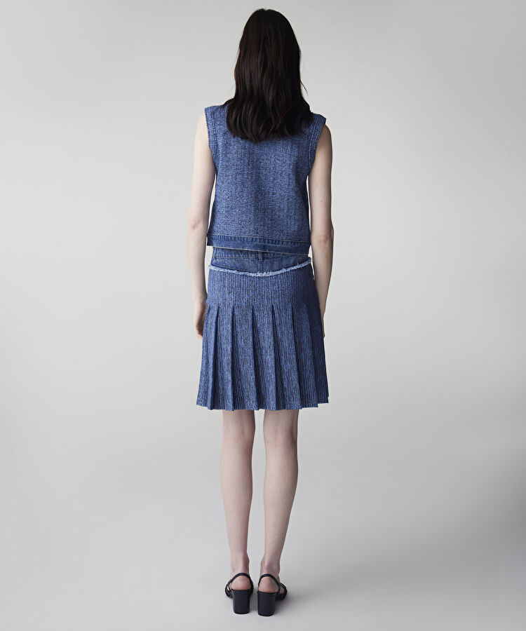 Denim mix triko etek - IS1260004087629 - İndigo Etek