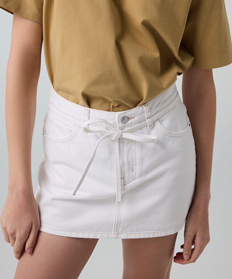 Non denim şort etek - IS1260013079002 - Beyaz Şort