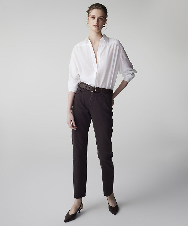 Mom fit jean pantolon - IS1260018011074 - Kahverengi Jean Pantolon