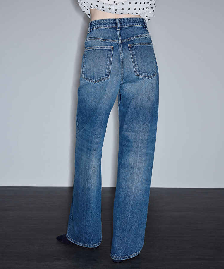 Wide leg jean pantolon - IS1260018014629 - İndigo Jean Pantolon