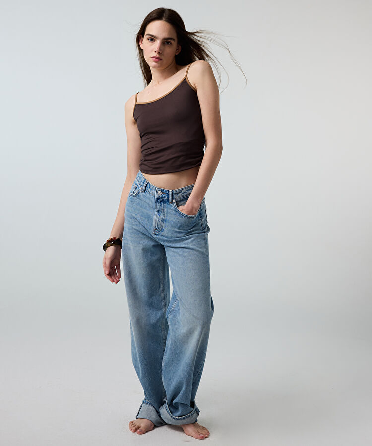 Wide leg jean pantolon - IS1260018024CC2 - Açık İndigo Jean Pantolon