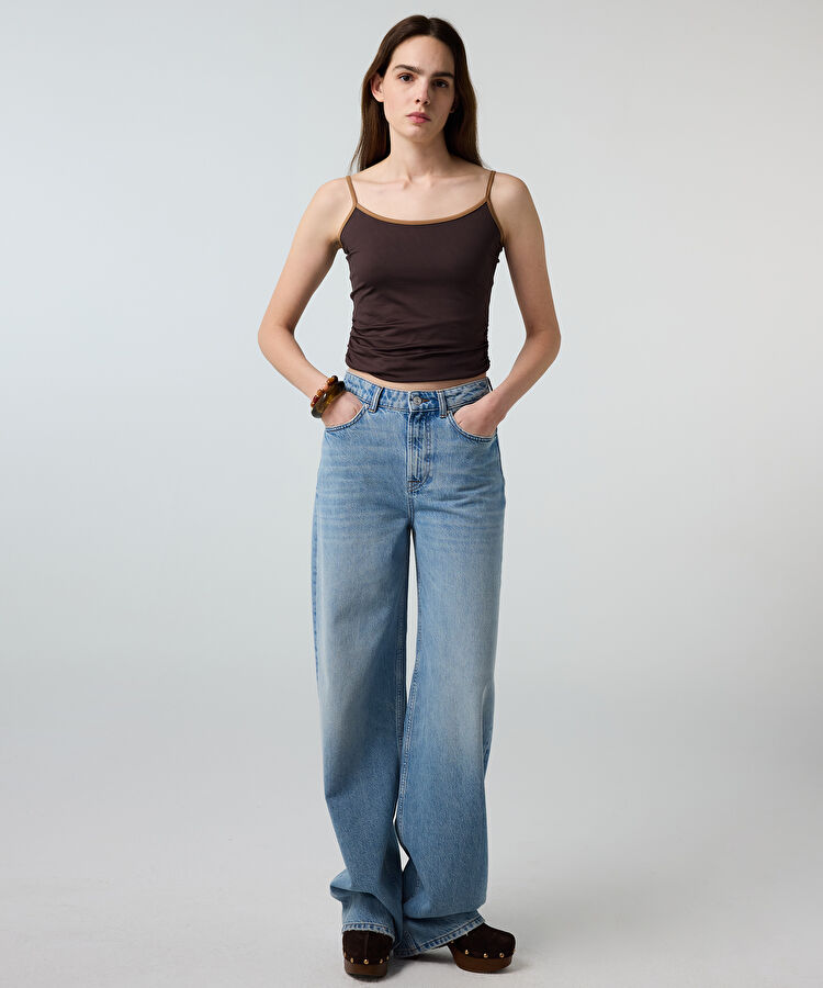 Wide leg jean pantolon - IS1260018024CC2 - Açık İndigo Jean Pantolon