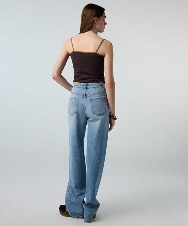 Wide leg jean pantolon - IS1260018024CC2 - Açık İndigo Jean Pantolon