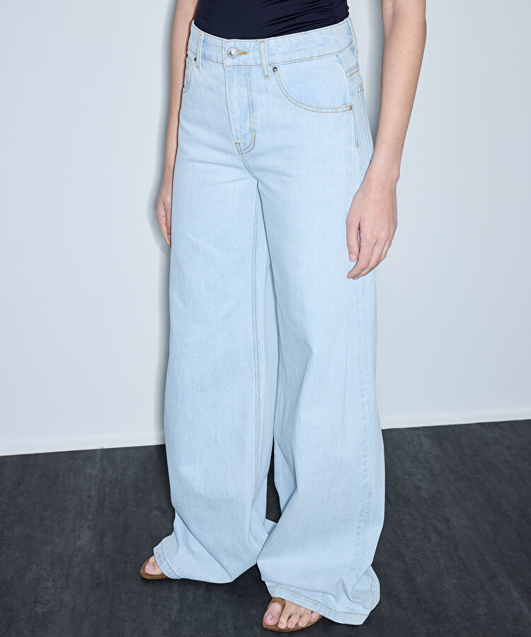 Baggy fit jean pantolon - IS1260018041CC2 - Açık İndigo Jean Pantolon