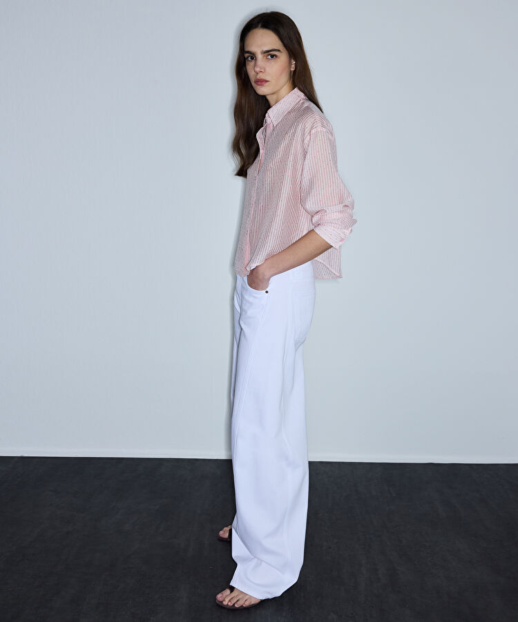 Baggy jean pantolon - IS1260018042002 - Beyaz Jean Pantolon