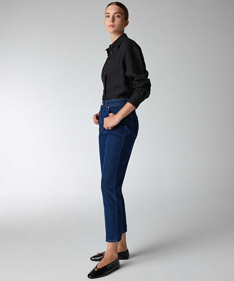 Mom fit jean pantolon - IS1260018086AC7 - Koyu İndigo Jean Pantolon